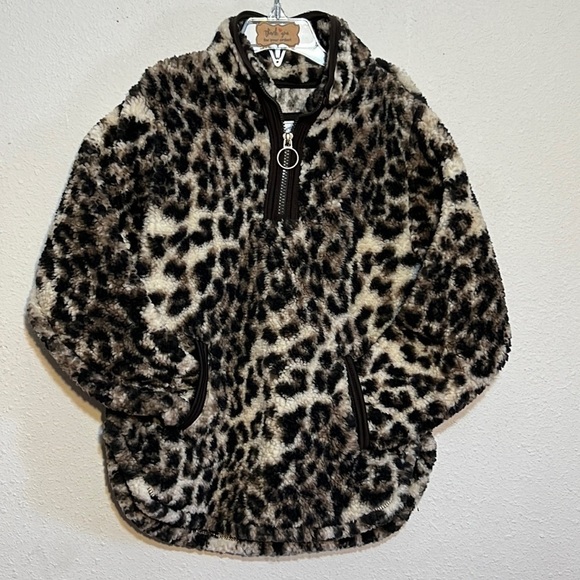 Cuddly Sherpa Girls Leopard Print Hoodie Size 7/8 - Picture 3 of 11